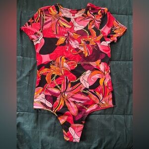 Guess Floral Print Bodysuit - Pink Multi
